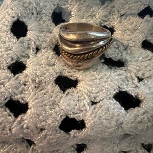 Vintage Sterling Silver with Brass Rope Ring size 6